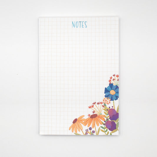 Blank Notepad | Light Grid Pattern | Life's an Adventure Floral Notepad