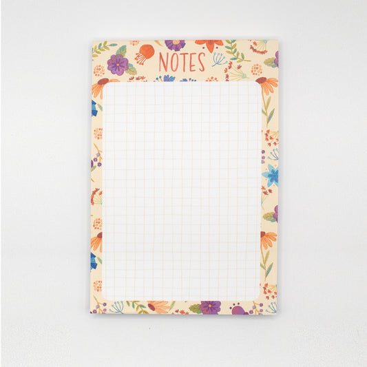 Blank Notepad | Light Grid Pattern | Life's an Adventure Cream Background Floral Notepad