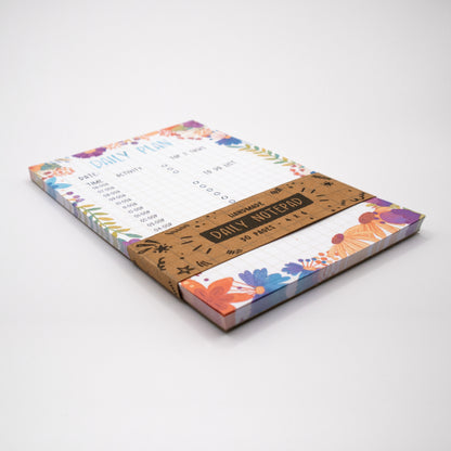 Daily Planner Pad | Light Grid Pattern | Life's an Adventure Floral Notepad