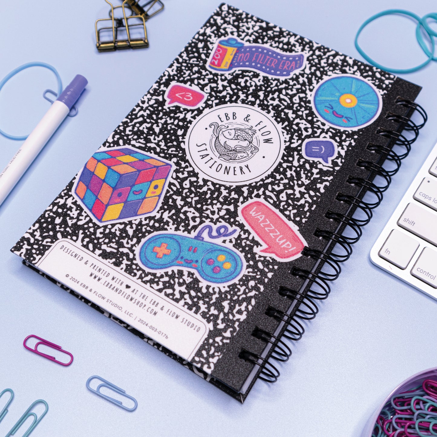 90s Nostalgia | Spiral Hardcover Notebook with Glitter Laminated Finish