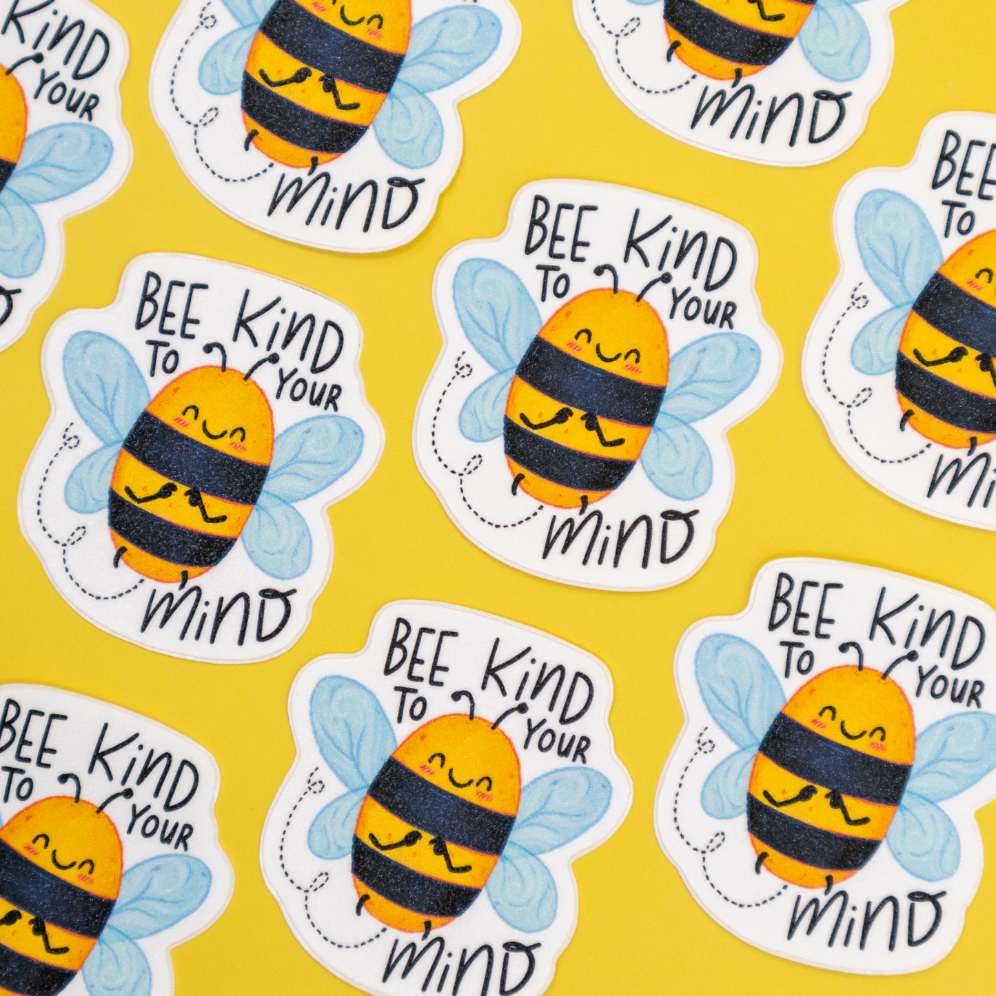 Bee Kind to Your Mind | Stardust Glitter Laminate Vinyl Sticker