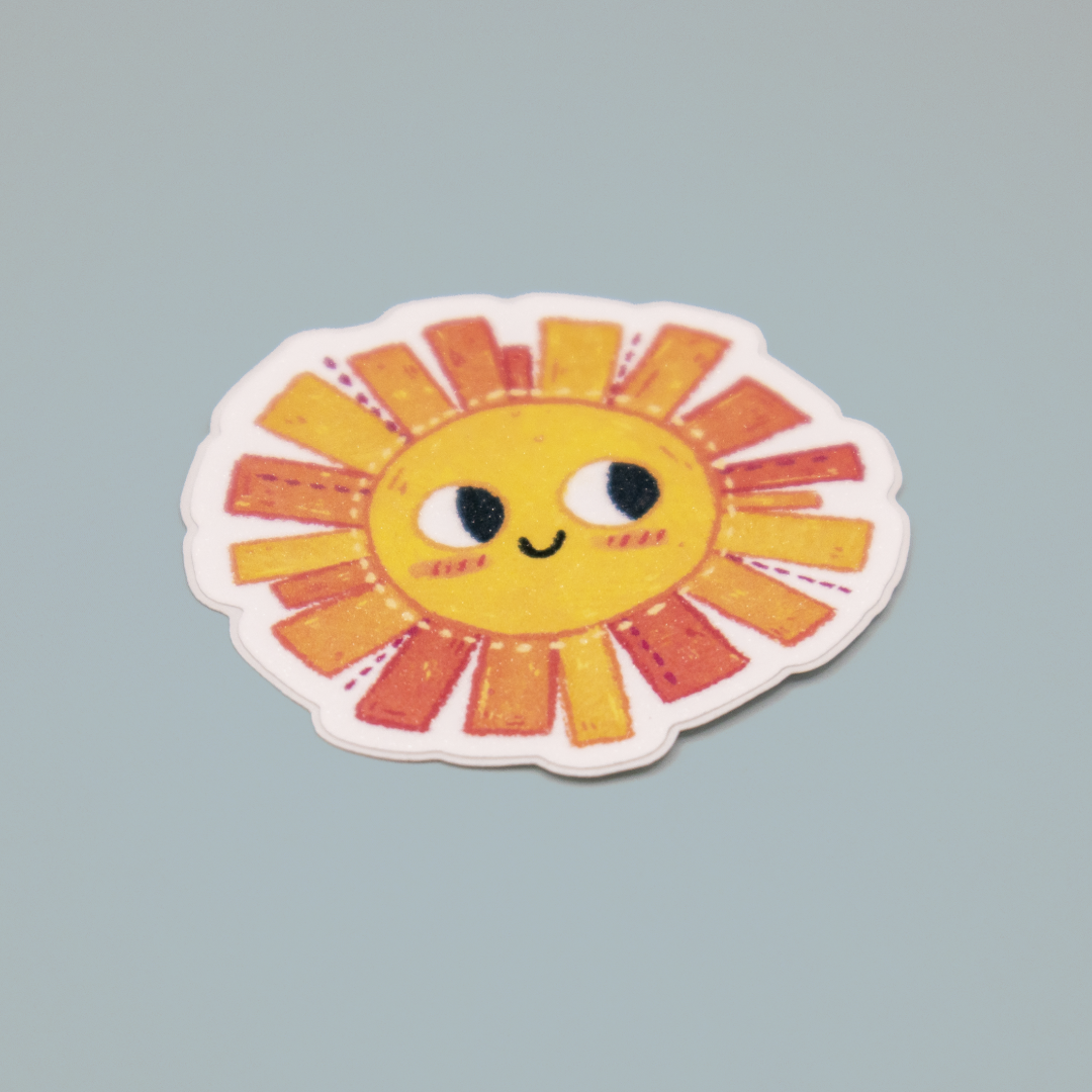 Happy Sun | Stardust Glitter Laminate Vinyl Sticker