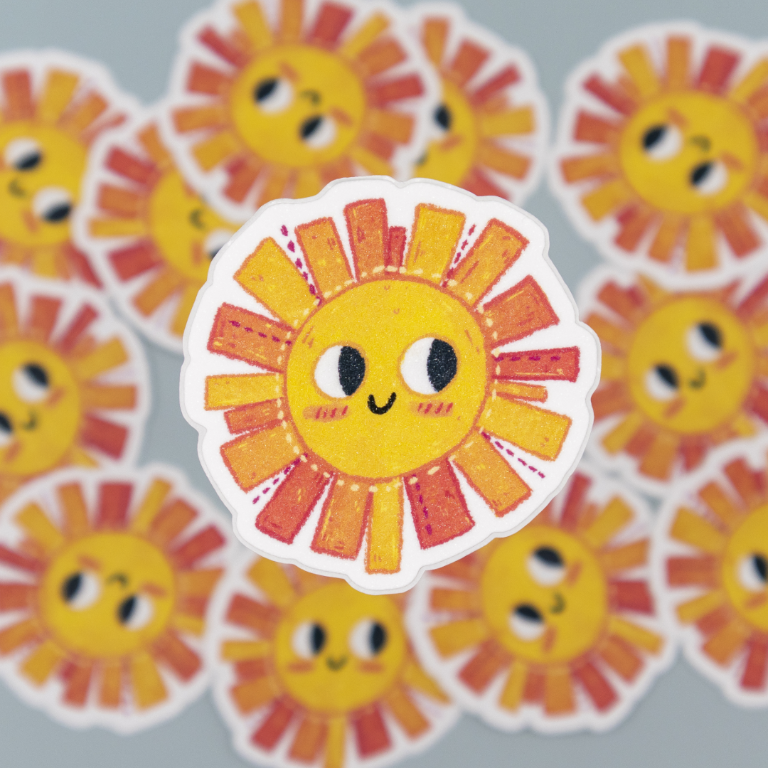 Happy Sun | Stardust Glitter Laminate Vinyl Sticker