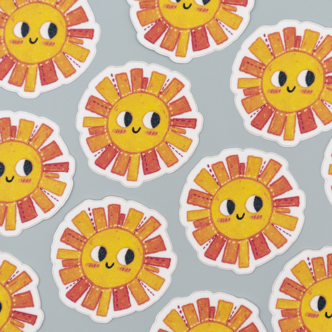 Happy Sun | Stardust Glitter Laminate Vinyl Sticker