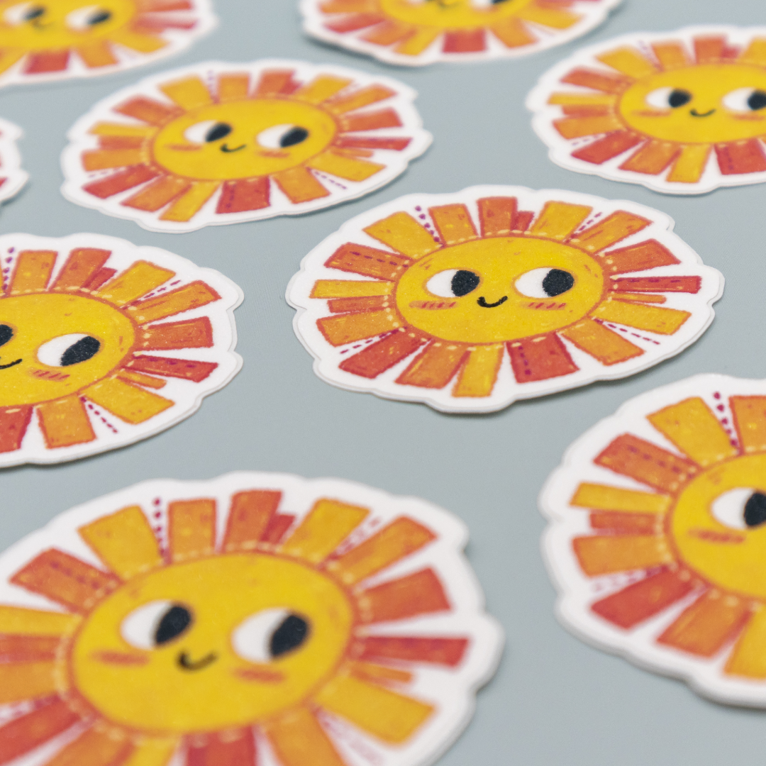 Happy Sun | Stardust Glitter Laminate Vinyl Sticker