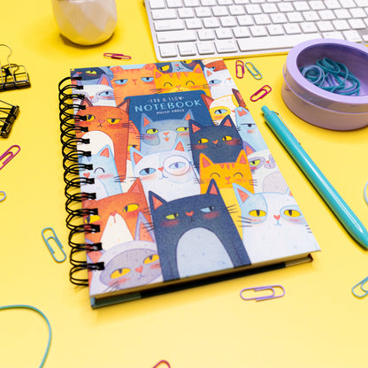 Clowder of Cats | Spiral Hardcover Notebook with Glitter Laminated Finish